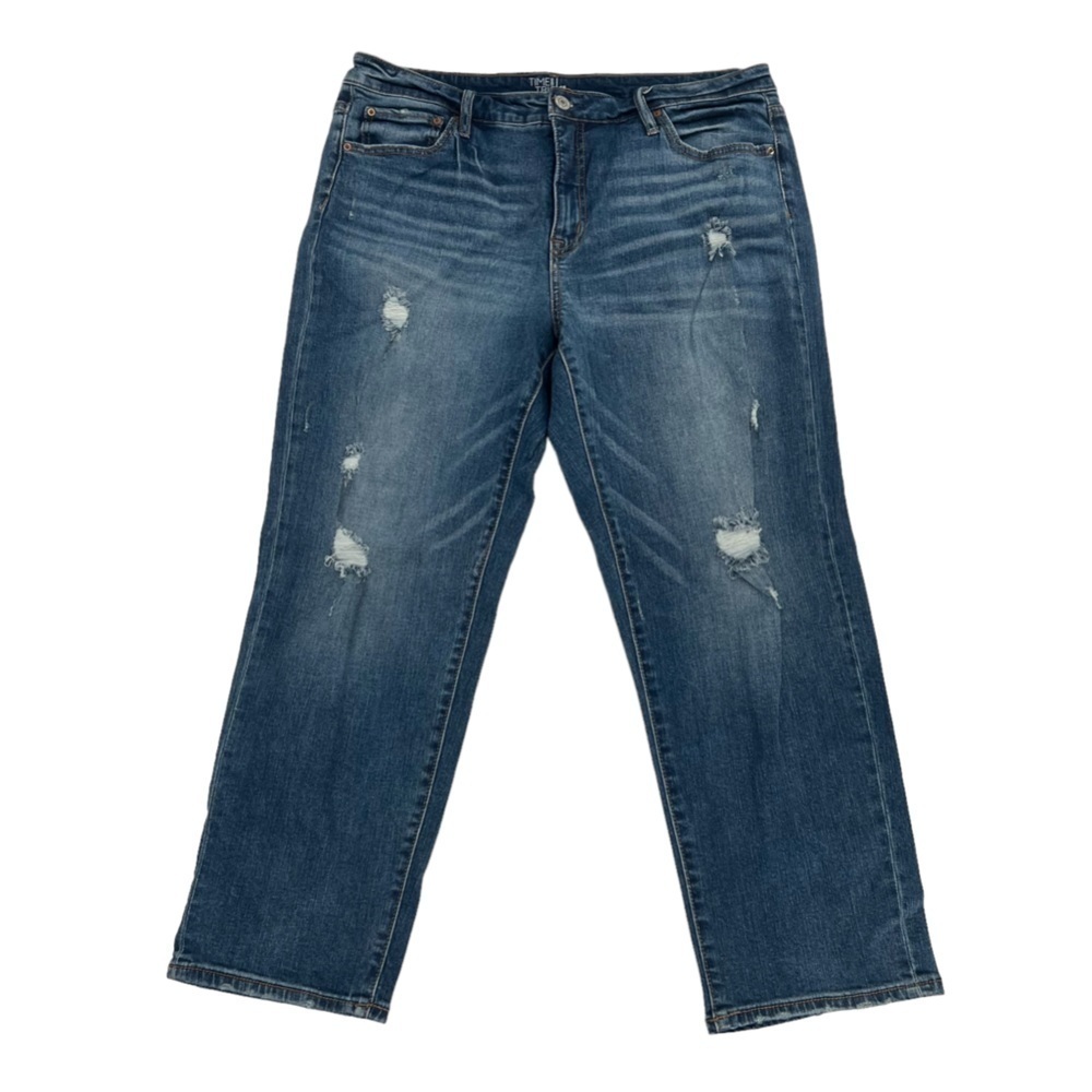 Time And Tru Mid Rise Distressed Straight Leg Jeans Size 16 Women’s
